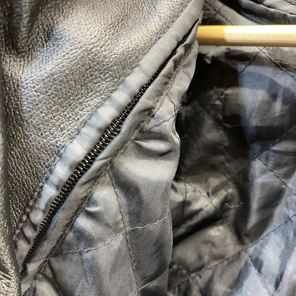 TownCraft Leather Bomber Jacket Men's Large Quilted Removable Liner Full Zip - Picture 10 of 11